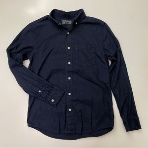 Rye by Hawker Rye‎ Men’s XS Slim Short long sleeve polka dot shirt Blue